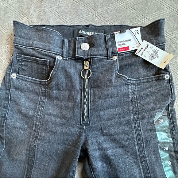 *NWT Express Size 2R Black Denim Cropped Skinny Highrise Women’s Pant Jeans - Picture 3 of 10